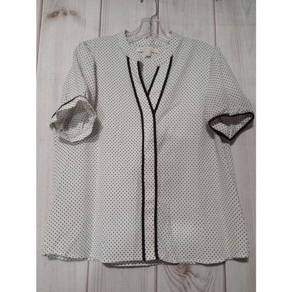 MONTEAU Shirt Ladies Extra Large Polka Dot Short‎ Sleeve Split Neck - Picture 1 of 7